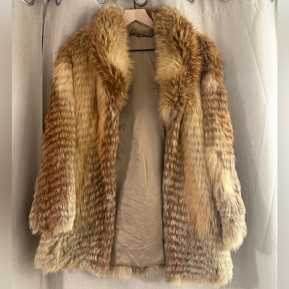 Luxurious Genuine Red Fox Fur Vintage Coat